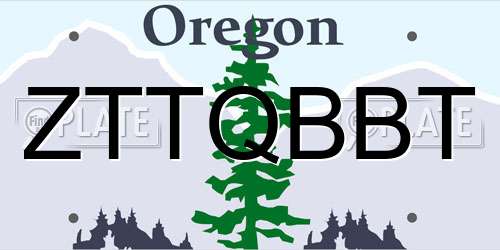 ZTTQBBT Oregon License Plate