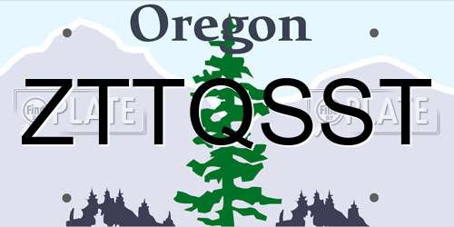 ZTTQSST Oregon License Plate