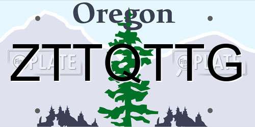 ZTTQTTG Oregon License Plate