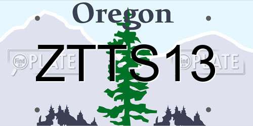 ZTTS13 Oregon License Plate