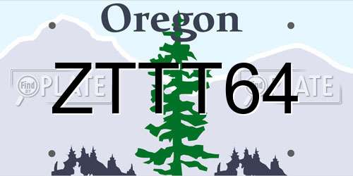 ZTTT64 Oregon License Plate