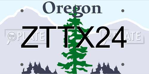 ZTTX24 Oregon License Plate