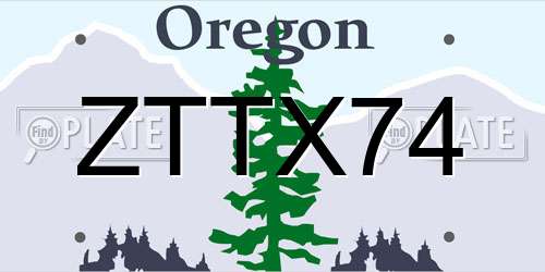 ZTTX74 Oregon License Plate