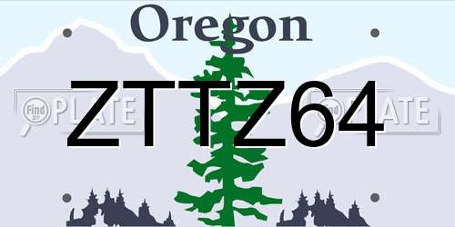 ZTTZ64 Oregon License Plate