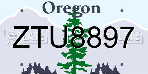 ZTU8897 Oregon License Plate