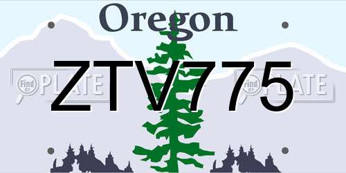 ZTV775 Oregon License Plate