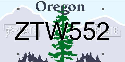ZTW552 Oregon License Plate