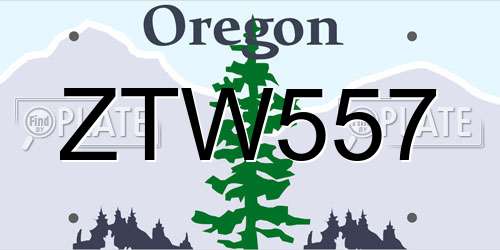 ZTW557 Oregon License Plate