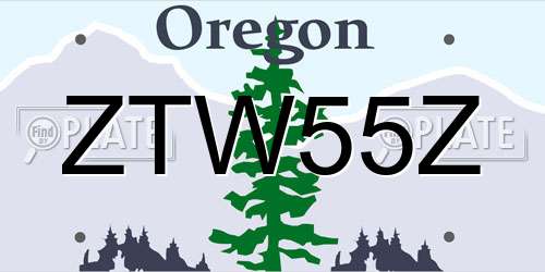 ZTW55Z Oregon License Plate