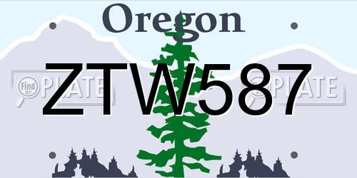 ZTW587 Oregon License Plate