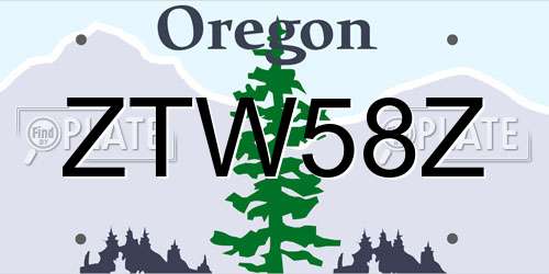 ZTW58Z Oregon License Plate
