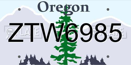 ZTW6985 Oregon License Plate