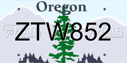 ZTW852 Oregon License Plate