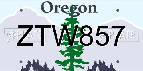 ZTW857 Oregon License Plate