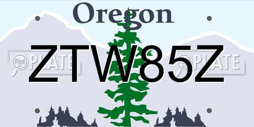 ZTW85Z Oregon License Plate