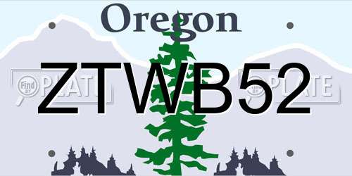 ZTWB52 Oregon License Plate
