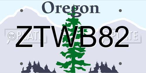ZTWB82 Oregon License Plate