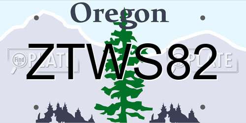 ZTWS82 Oregon License Plate