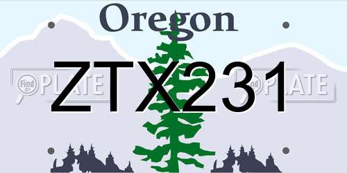 ZTX231 Oregon License Plate