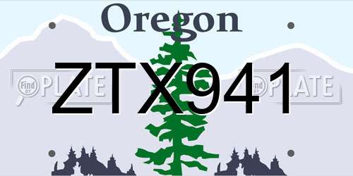 ZTX941 Oregon License Plate