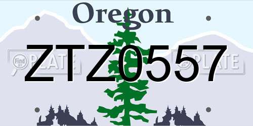 ZTZ0557 Oregon License Plate