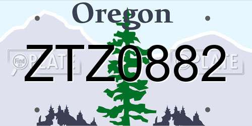 ZTZ0882 Oregon License Plate