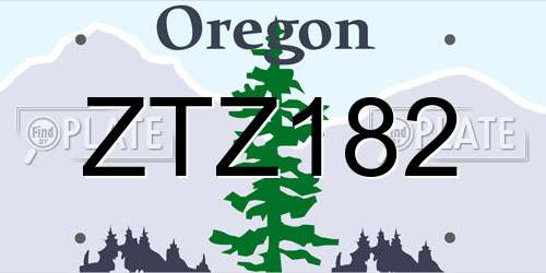 ZTZ182 Oregon License Plate