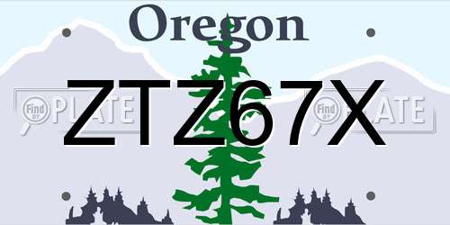 ZTZ67X Oregon License Plate