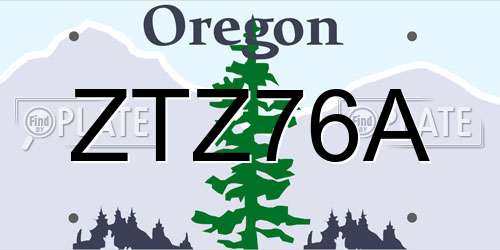 ZTZ76A Oregon License Plate