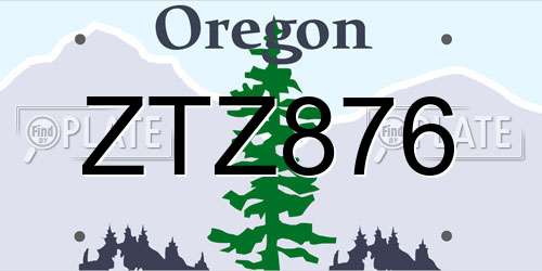 ZTZ876 Oregon License Plate