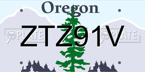 ZTZ91V Oregon License Plate