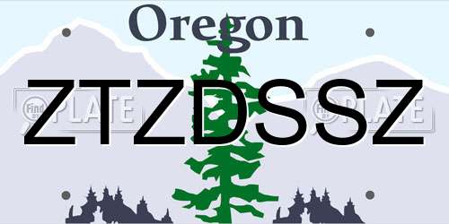 ZTZDSSZ Oregon License Plate