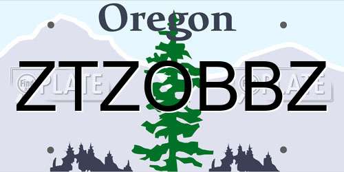 ZTZOBBZ Oregon License Plate