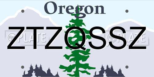 ZTZQSSZ Oregon License Plate