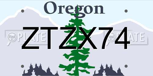 ZTZX74 Oregon License Plate