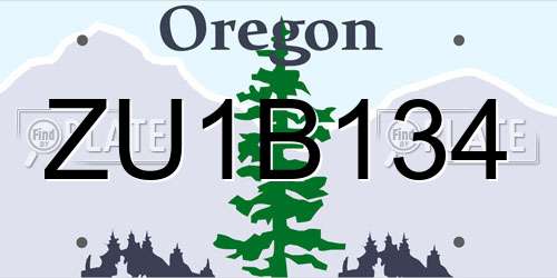 ZU1B134 Oregon License Plate