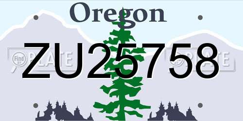 ZU25758 Oregon License Plate