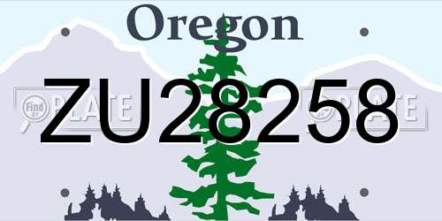 ZU28258 Oregon License Plate