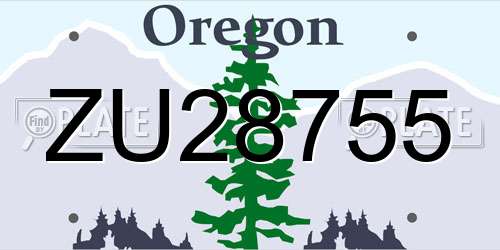 ZU28755 Oregon License Plate