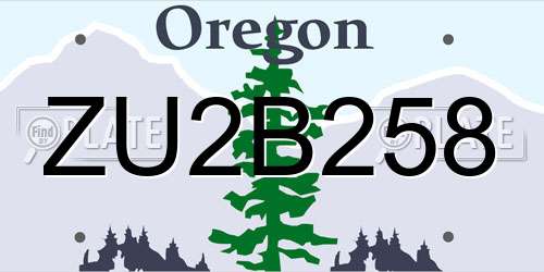 ZU2B258 Oregon License Plate