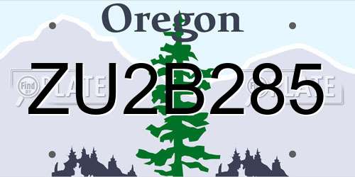 ZU2B285 Oregon License Plate