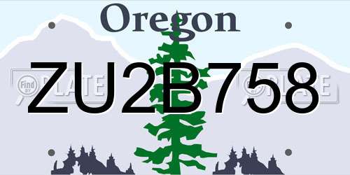 ZU2B758 Oregon License Plate