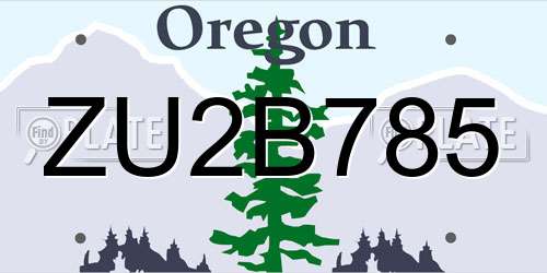 ZU2B785 Oregon License Plate