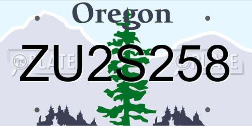 ZU2S258 Oregon License Plate