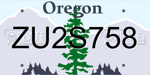 ZU2S758 Oregon License Plate