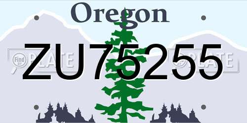 ZU75255 Oregon License Plate