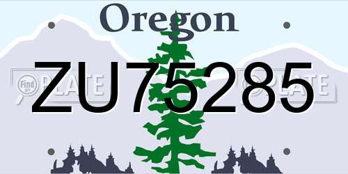 ZU75285 Oregon License Plate