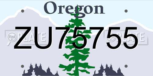 ZU75755 Oregon License Plate