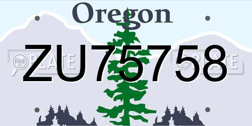 ZU75758 Oregon License Plate