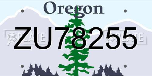 ZU78255 Oregon License Plate